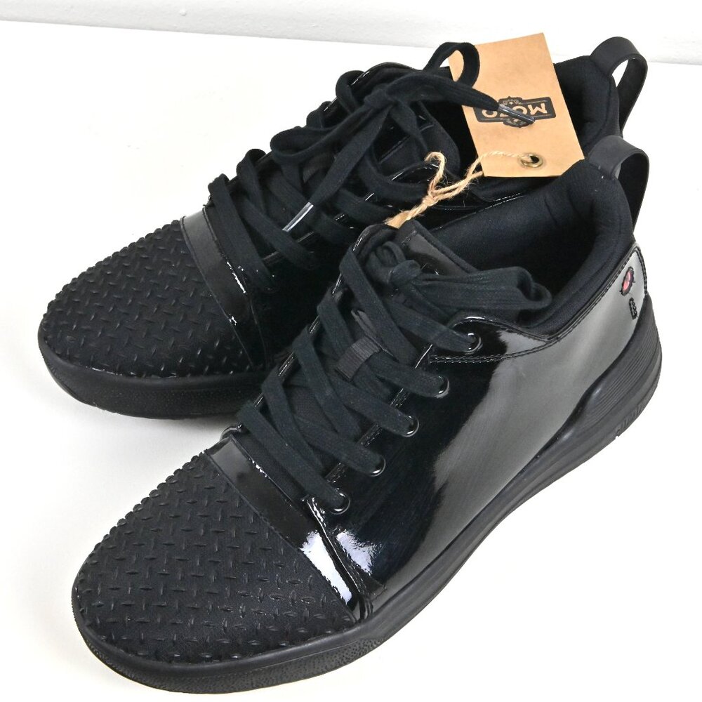 NEW Mozo 125th Street Patent Leather Lace Up Cushion Black Sneakers US13 UK12.5